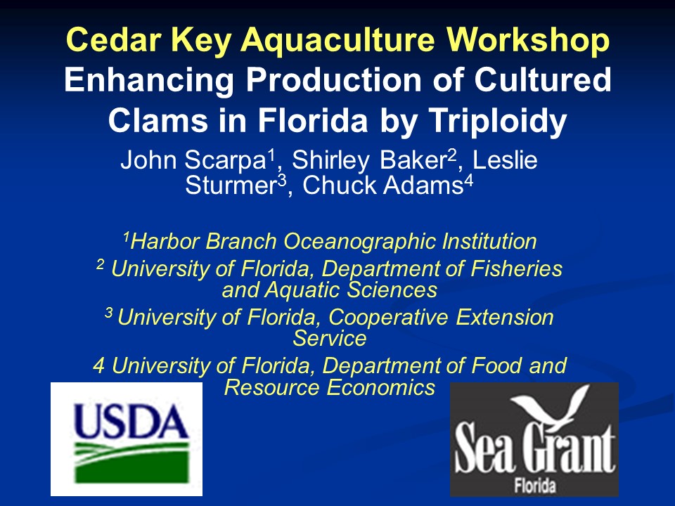 Enhancing Production of Cultured Clams in Florida by Triploidy PICTURE