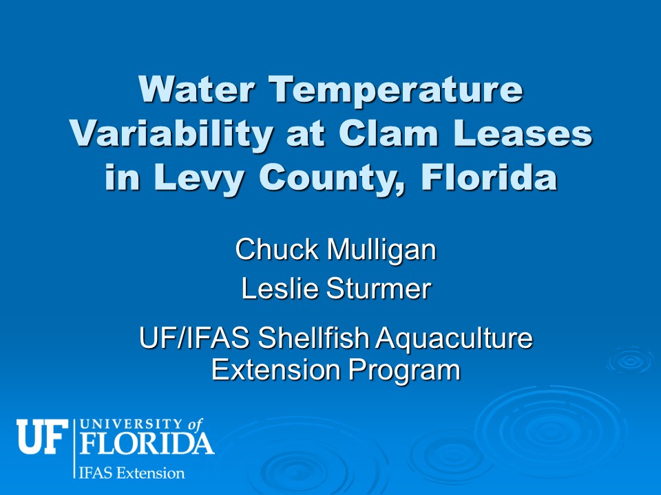 Water Temperature Variability at Clam Leases in Levy County, Florida PICTURE