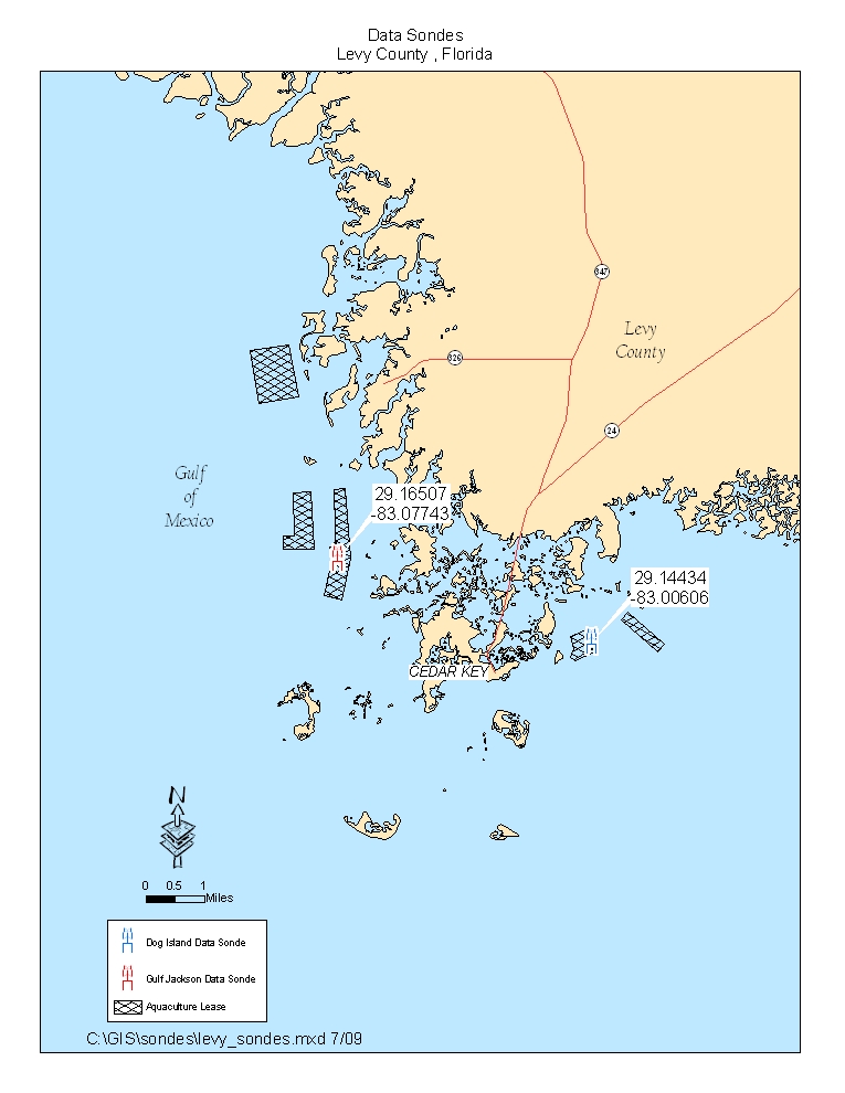 Map of Monitoring Stations in Gulf Jackson (Levy County)