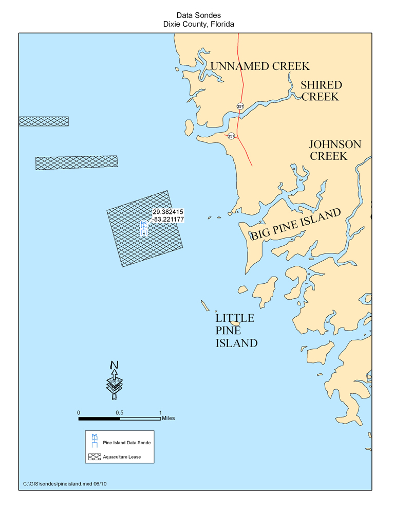 Map of Pine Island Monitoring Station (Dixie County)